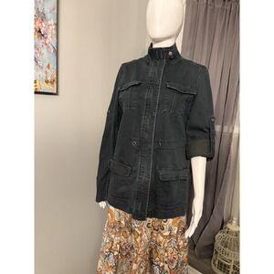 I Heart Ronson Utility Chic Jacket Adjustable Long Sleeve Dark Blue Size M